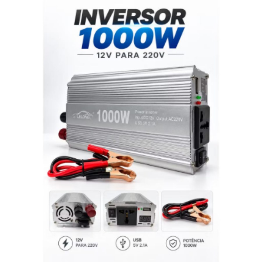 INVERSOR DE VOLTAGEM 1000W 12V PARA 220V LELONG