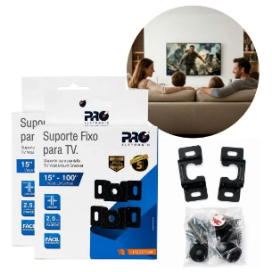 Suporte TV Fixo Universal PQST-1584 - Para TVs de 15" a 100"