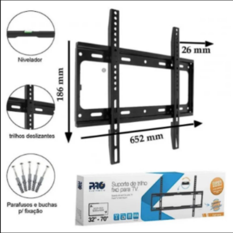 Suporte de Trilho Fixo para TV PTC 32" a 70" – POST-3270